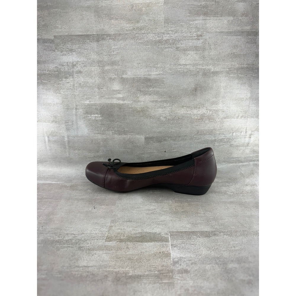 Clarks Collection Burgundy Leather Cushion Soft Ballet Flats Shoes Sz 6.5M - Picture 4 of 11